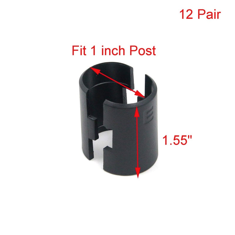 Geesatis 24 Pack Wire Shelf Locking Clips - 12 Sets 1 Inch (25mm) Diameter Black Split Sleeve Clips for Metal Shelving Rack, Secure Wire Shelf Brackets - Image 2